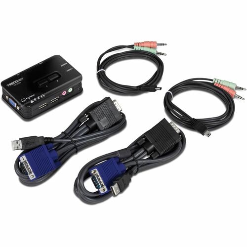 KIT DE CONMUTADOR KVM USB DE 2 PUERTOS CON AUDIO (INCLUYE 2 CABLES KVM)