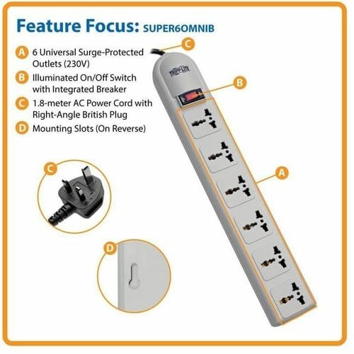 Tripp Lite Protect It! SUPER6OMNI B 6-Outlets Surge Suppressor - Receptacles: 6 - 750J