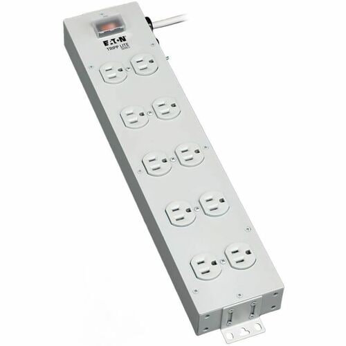 Regleta de enchufes Tripp Lite de 120 V, 5-15R, 10 tomas metálicas, cable de 4,5 m, 5-15P, NEM