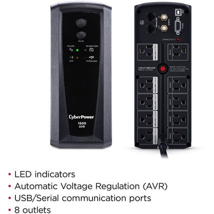 Sistemas UPS CyberPower CP1500AVRT AVR - NEMA 5-15P, Mini-T