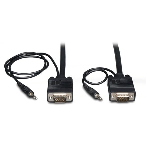 Cable coaxial para monitor SVGA/VGA de Tripp Lite de 3 m con audio y RGB de alta resolución HD15 de 3,5 mm M/M de 3 m