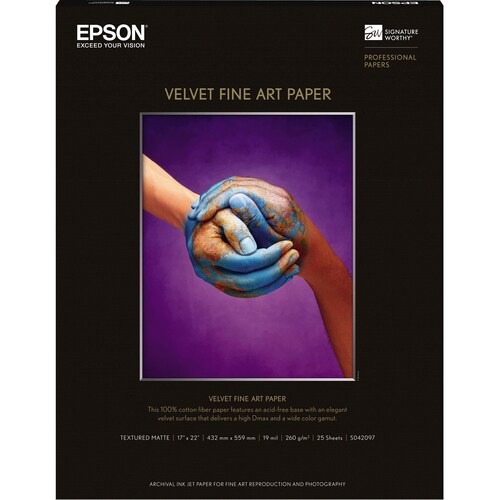 25-SHEET 17INX22IN VELVET FINE ART PAPER
