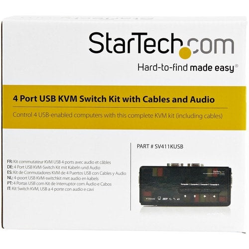 COMMUTATEUR KVM USB VGA 4 PORTS AVEC AUDIO ET CÂBLES