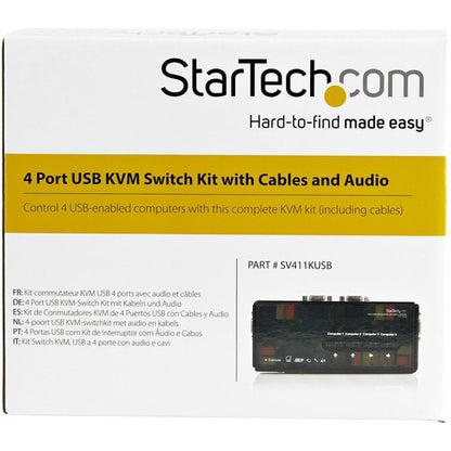 COMMUTATEUR KVM USB VGA 4 PORTS AVEC AUDIO ET CÂBLES