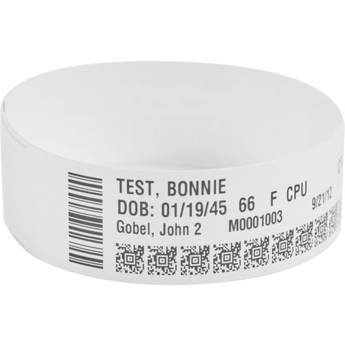 Zebra Wristband Polypropylene 1 x 6in Direct Thermal Zebra Z-Band Direct 1 in co