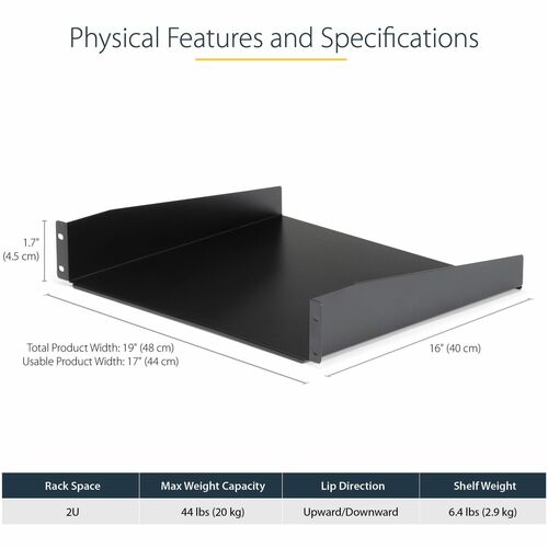 Étagère pour rack de serveur 2U StarTech.com - Étagère fixe en porte-à-faux de 40,6 cm de profondeur