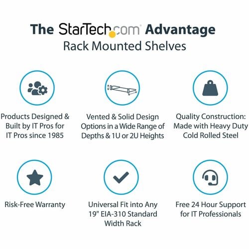 Étagère pour rack de serveur 2U StarTech.com - Étagère fixe en porte-à-faux de 40,6 cm de profondeur