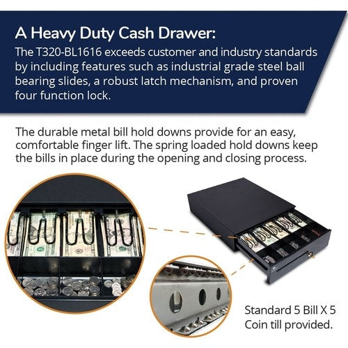 apg Heavy- Duty Point of Sale Cash Drawer | Series 100 T320BL1616 - USD 5 Bill -