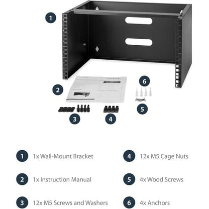 StarTech.com 6U Wall Mount Rack, 14in Deep, 19 inch Wall Mount Network