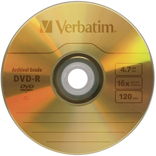 DVD-R Verbatim 4,7 Go 16X UltraLife Gold Archival Grade avec