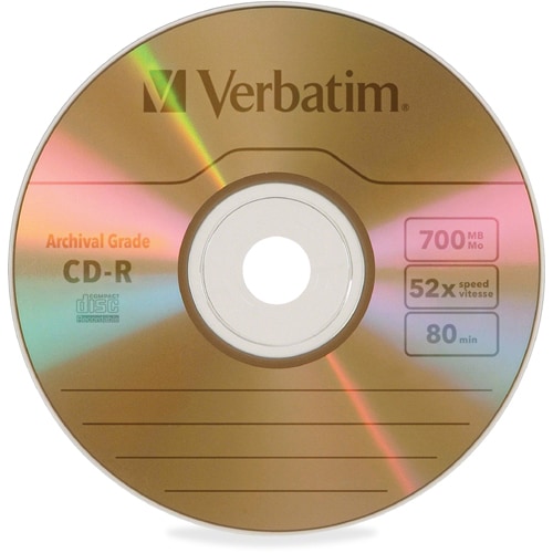 CD-R Verbatim 700 Mo 52X UltraLife Gold Archival Grade avec B