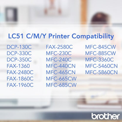 Lot de 3 cartouches d'encre couleur pour imprimantes .FAX2480C DCP130C DCP330C DCP
