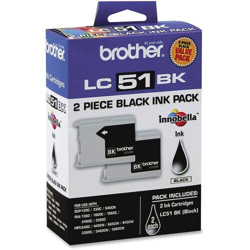 Lot de 2 cartouches d'encre noires pour imprimantes FAX1360, FAX2480C et DCP130C
