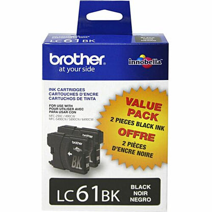 Lot de 2 cartouches d'encre noires LC61BKS pour imprimante MFC-6490CW, 450 pages