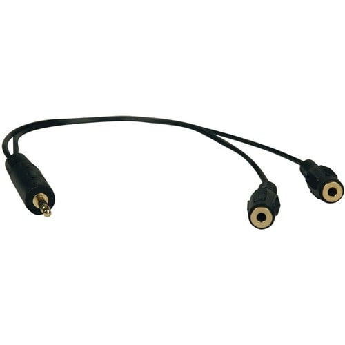 Tripp Lite 1ft Mini Stereo Dubbing Cable Y 3.5mm M to 2xF - 1 ft (0.30 m) Mini-phone Audio