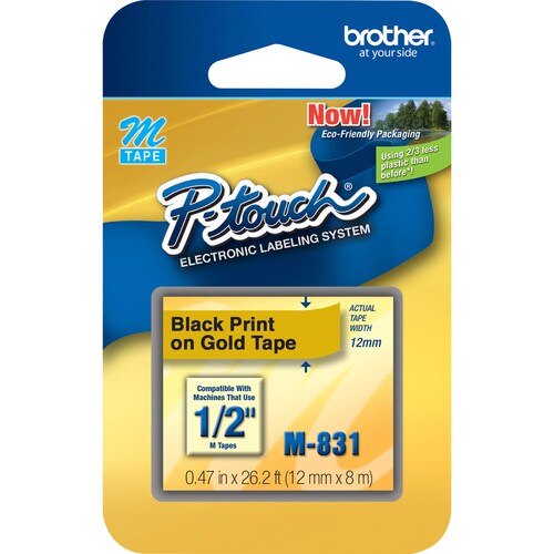 12MM BLACK ON GOLD MULTI 20 NON-LAMINATED TAPE F/P