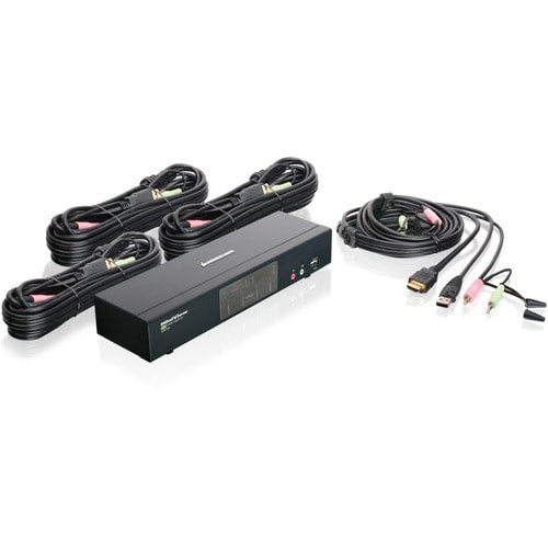 CONMUTADOR KVM HDMI DE 4 PUERTOS CON AUDIO Y CABLES HUB USB 2.0 CUMPLE CON LA TAA