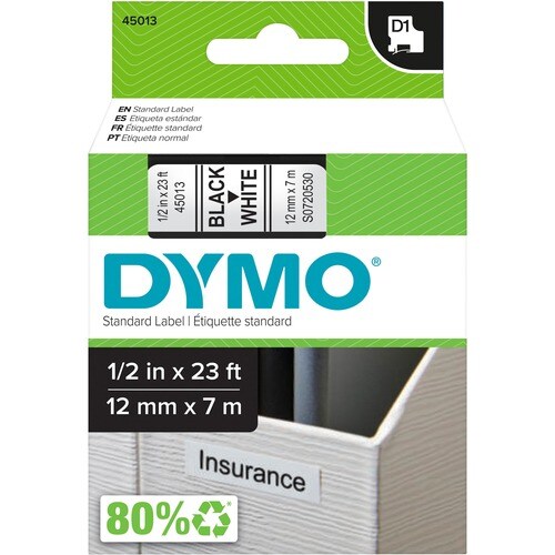 Newell-Dymo D1 Tape Cart 1/2 X 23 Blk On Wht