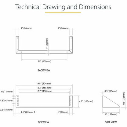Support mural vertical en acier StarTech.com 2U 48 cm pour rack d'équipement