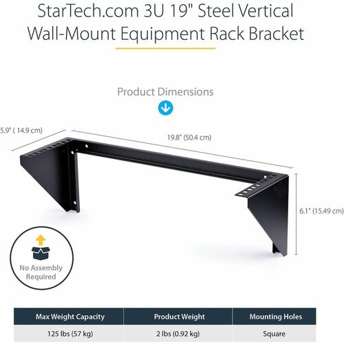 Support mural vertical pour rack StarTech.com 3U 19 pouces, pour panneau de brassage