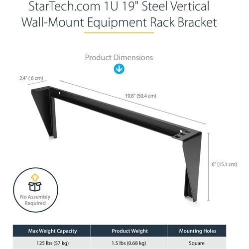 Support mural vertical en acier StarTech.com 1U 48 cm pour rack d'équipement