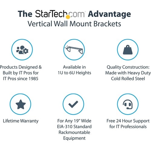 Support mural vertical en acier StarTech.com 1U 48 cm pour rack d'équipement