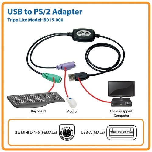Tripp Lite USB to PS/2 Adapter - Type A Male USB