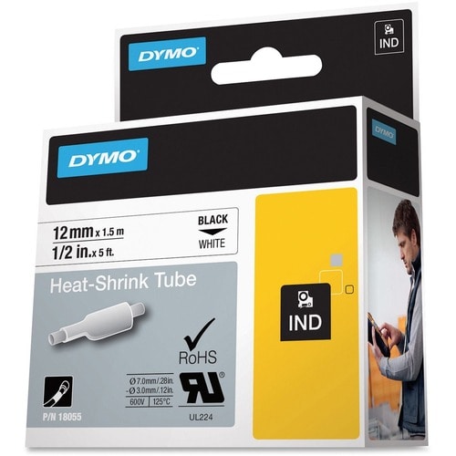 Gaine thermorétractable blanche Dymo - 12 mm (15/32 po) de largeur x 59 1/16 po