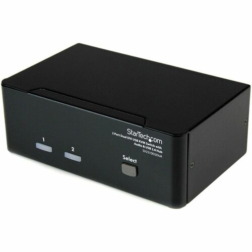 CONMUTADOR KVM USB DVI DE 2 PUERTOS PARA DOS MONITORIOS CON CONCENTRADOR USB DE AUDIO