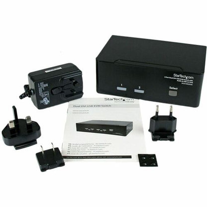 CONMUTADOR KVM USB DVI DE 2 PUERTOS PARA DOS MONITORIOS CON CONCENTRADOR USB DE AUDIO