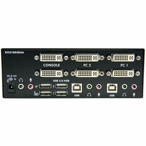 CONMUTADOR KVM USB DVI DE 2 PUERTOS PARA DOS MONITORIOS CON CONCENTRADOR USB DE AUDIO