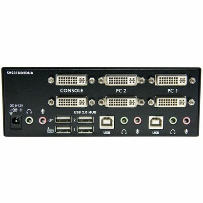 CONMUTADOR KVM USB DVI DE 2 PUERTOS PARA DOS MONITORIOS CON CONCENTRADOR USB DE AUDIO