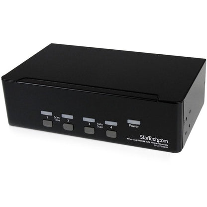 CONMUTADOR KVM USB DVI DE 4 PUERTOS PARA DOS MONITORIOS CON CONCENTRADOR USB DE AUDIO