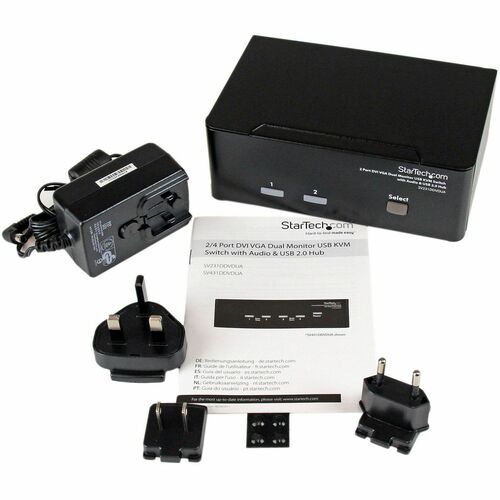 CONMUTADOR KVM USB DVI VGA DE 2 PUERTOS PARA DOS MONITOR CON CONCENTRADOR USB DE AUDIO
