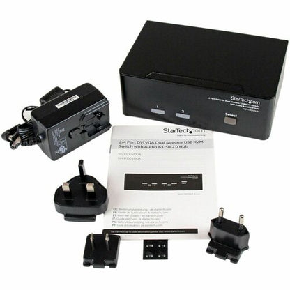 CONMUTADOR KVM USB DVI VGA DE 2 PUERTOS PARA DOS MONITOR CON CONCENTRADOR USB DE AUDIO