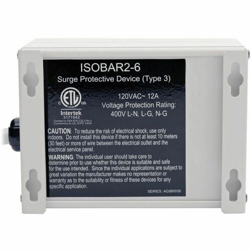Tripp Lite by Eaton ISOBAR2-6 Surge Suppressor - NEMA 5-15P - 2 x NEMA