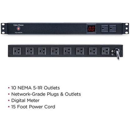 Cyber Power CyberPower Metered PDU15M2F8R 10-Outlets PDU - Metered - N