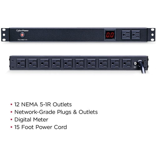Cyber Power CyberPower PDU15M2F10R 12-Outlets PDU - Metered - NEMA 5-1