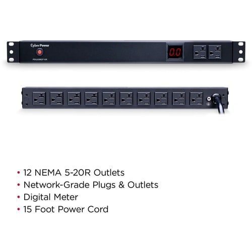 PDU CyberPower PDU20M2F10R 12 prises avec compteur - Avec compteur -