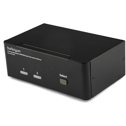 CONMUTADOR KVM USB DE 2 PUERTOS CON PUERTO DE PANTALLA DOBLE, AUDIO Y CONCENTRADOR USB 2.0