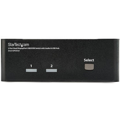CONMUTADOR KVM USB DE 2 PUERTOS CON PUERTO DE PANTALLA DOBLE, AUDIO Y CONCENTRADOR USB 2.0