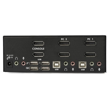 CONMUTADOR KVM USB DE 2 PUERTOS CON PUERTO DE PANTALLA DOBLE, AUDIO Y CONCENTRADOR USB 2.0