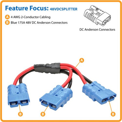 Cable divisor de batería Tripp Lite by Eaton 48VDCSPLITTER - Para batería - 48 V CC / 175 A