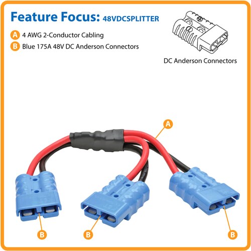 Câble répartiteur de batterie Tripp Lite by Eaton 48VDCSPLITTER - Pour batterie - 48 V CC / 175 A