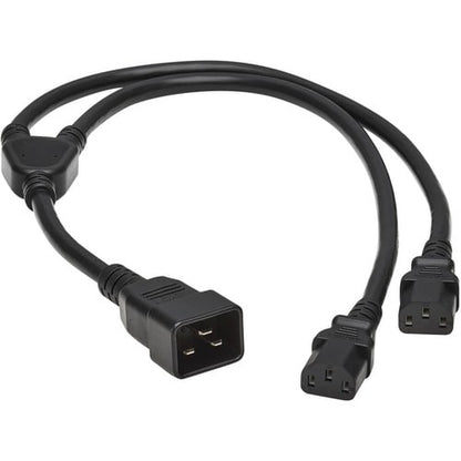 Tripp Lite 2ft Power Cord Y Splitter Cable C20 to 2xC13 Heavy Duty 15A 14AWG 2'