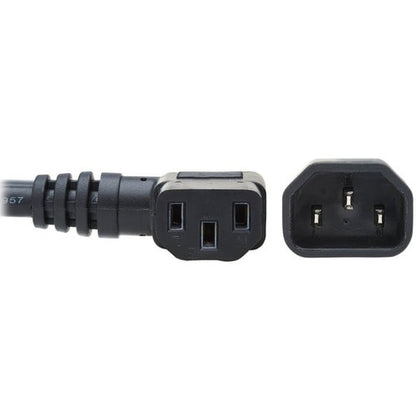 Tripp Lite 2ft Computer Cord Extension Cable C14 to Left Angle C13 10A 18AWG 2'