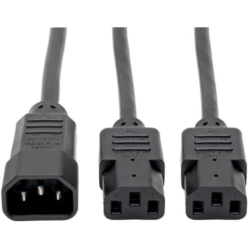 Câble d'extension d'alimentation pour ordinateur Tripp Lite 6 pieds C14 vers 2xC13 10 A 18 AWG 6 pi