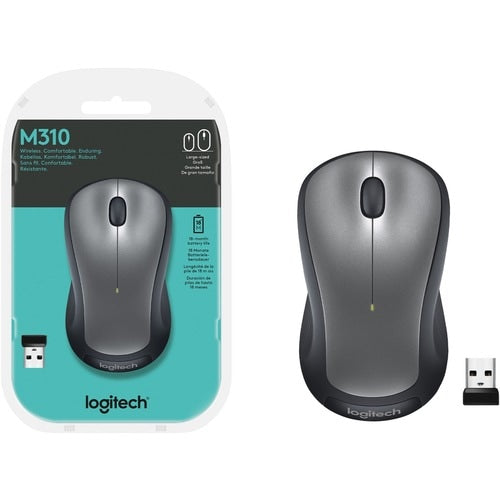 Ratón inalámbrico Logitech M310 de 2,4 GHz con nanorreceptor USB y 1000 DPI