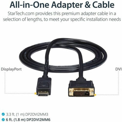 StarTech.com 6ft (1.8m) DisplayPort to DVI Cable, DisplayPort to DVI Adapter Cab