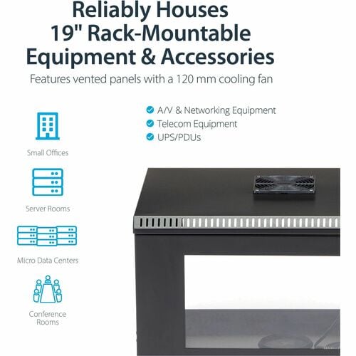 StarTech.com Armoire réseau murale 6U à 2 montants avec porte en acrylique, 48,3 cm